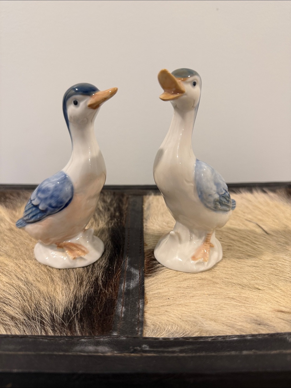 Otagiri Blue and White Porcelain Duck Figurines